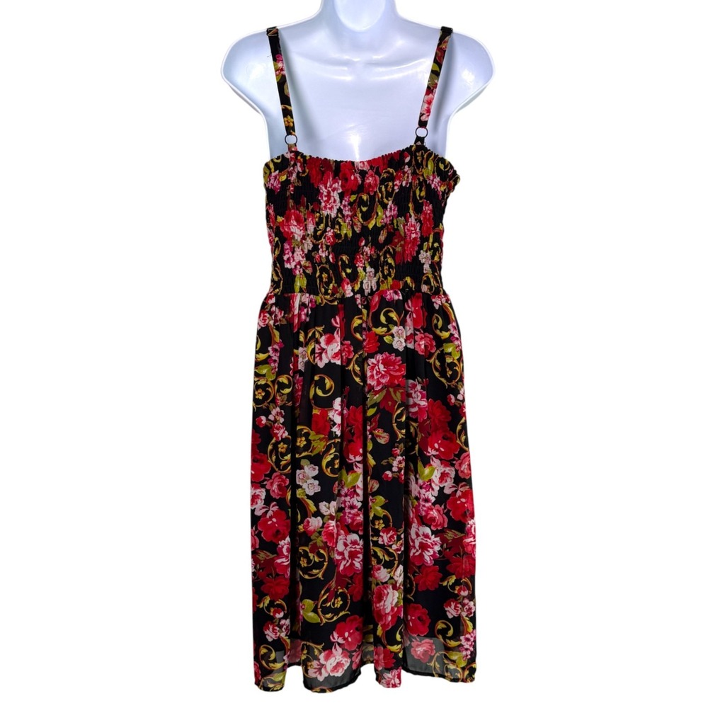 Floral Midi Dress with Sweetheart Neckline - Picture 4 of 7